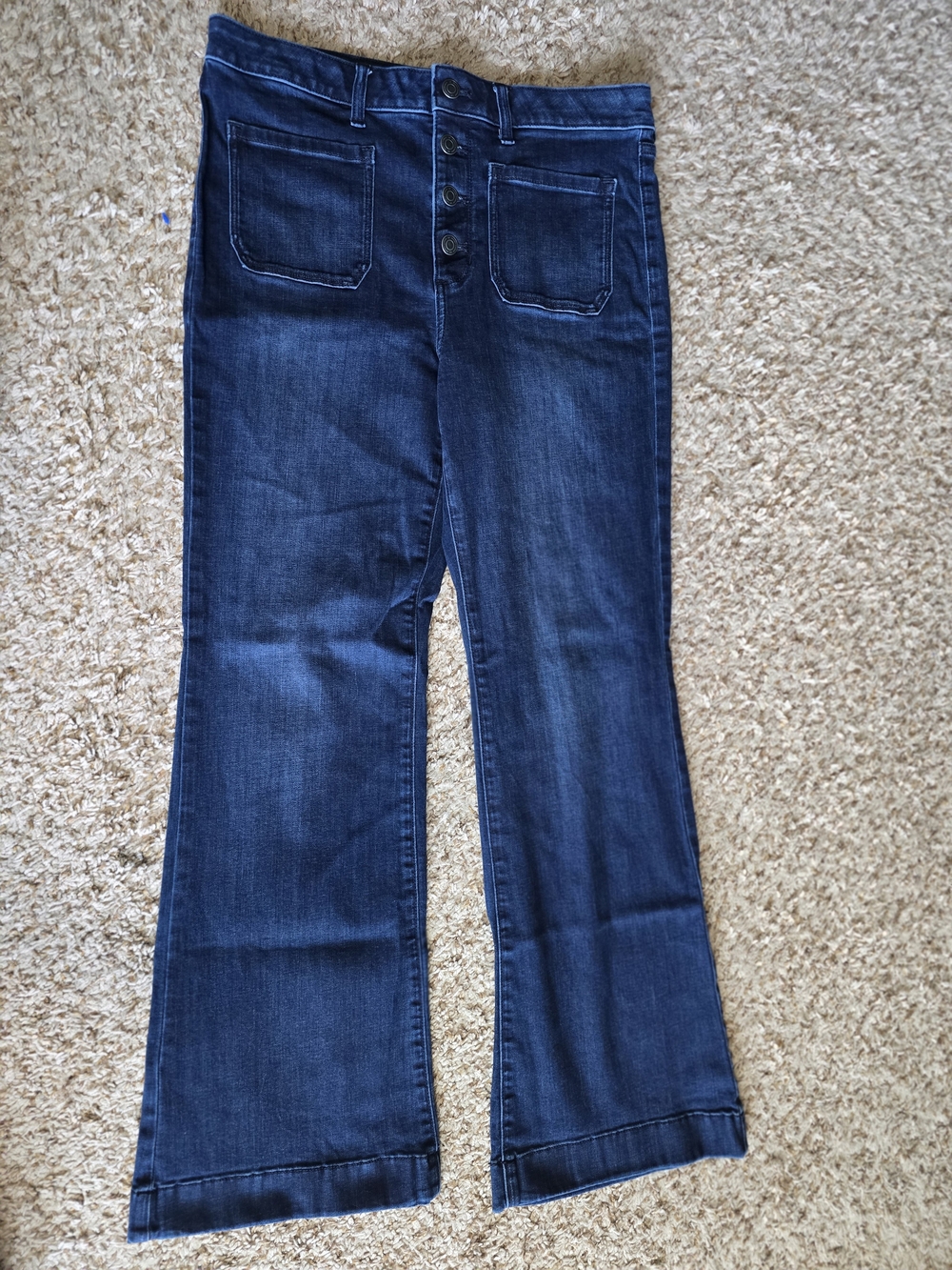 LC Lauren Conrad Dark Blue Flare Jeans with Button-Fly